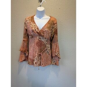 y2k Fairy Babydoll Floral Patchwork Bell Sleeve Mesh Cottage Boho Self‎ Esteem M